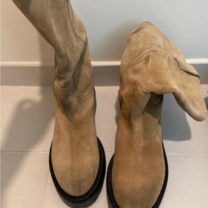 Miu Miu Tan Combat & Moto Boots
